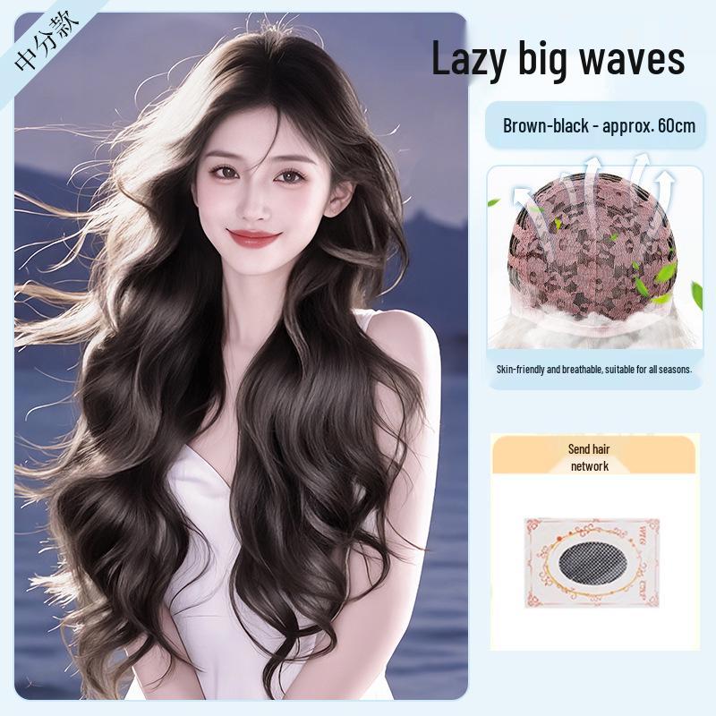 

Korean Style Long Curly Wig: Realistic, Full Coverage, Natural Volume, Lazy Big Waves