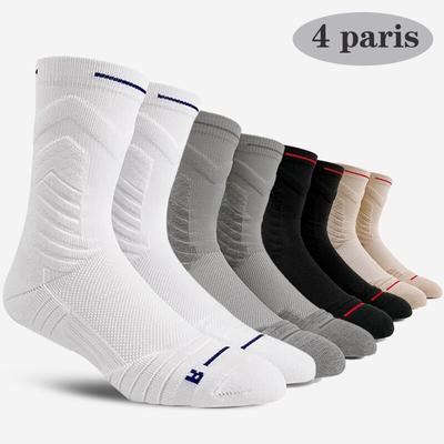 4 Paare/Lot Professionelle Basketballsocken Atmungsaktive Herren Mittelrohrsocken Weiß Sportsocken Frotteesohle Herren Basketballsocken