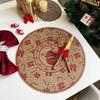 Retro Weihnachten Jute Platzset Rund Bedruckt Gewebt Esstischmatte mit Wollkugel Hitzebeständig Home Dekorativ Kaffeetassenuntersetzer