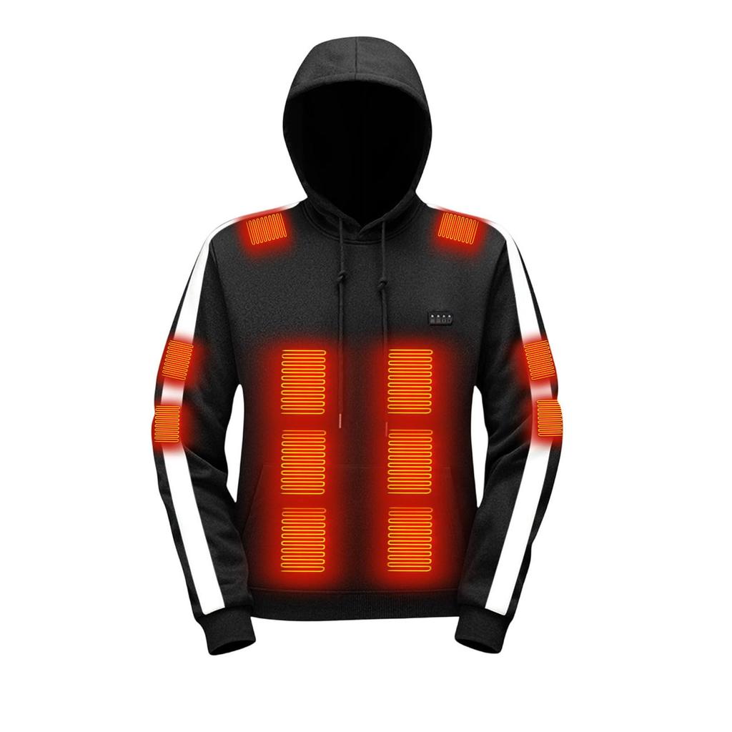 Men's 31- Striped Heated Hoodie Hooded Sweatshirt for Winter Cold Outdoor Wear