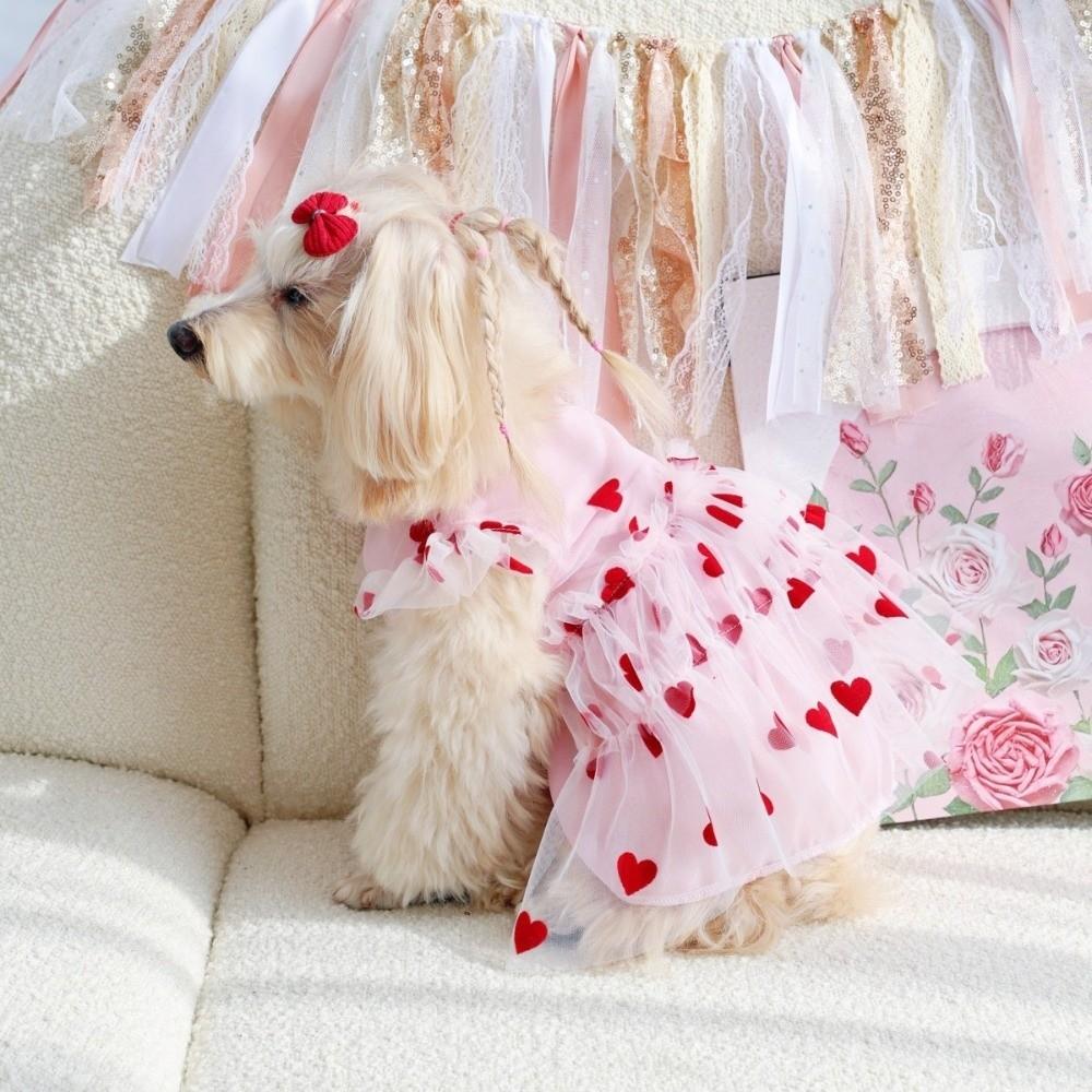 Ruffle Trim Dog Tulle Skirt Thin Breathable Puppy Wedding Dress Dog Summer Vest  Casual Fashion