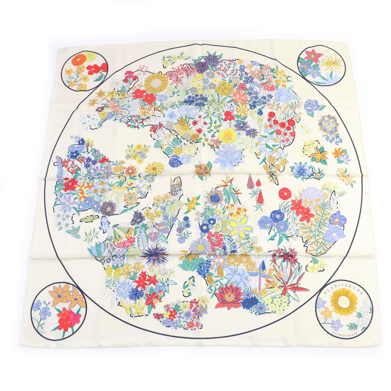 

Excellent HERMES scarf Plat Nifleur Multi silk Women Used
