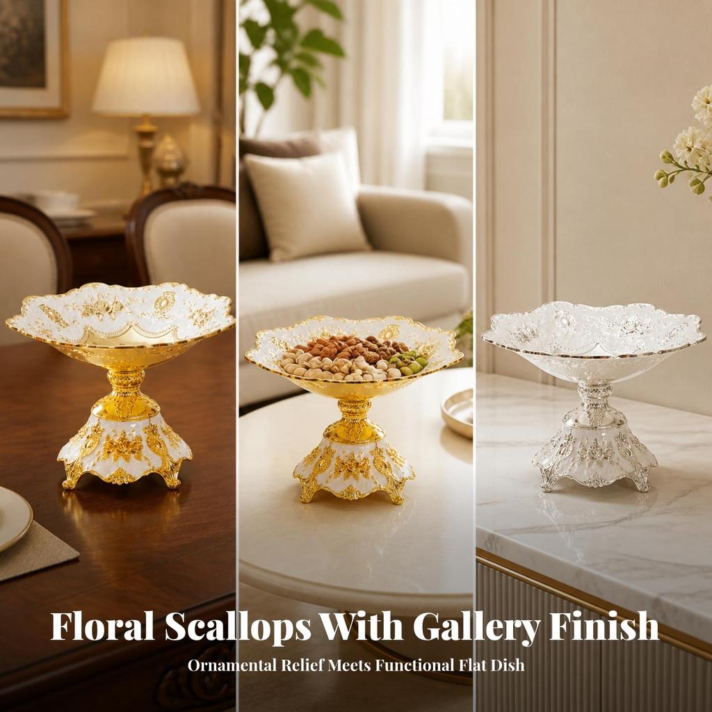 Snack Tray with Pedestal Sturdy Footed Spacious for Hosts
