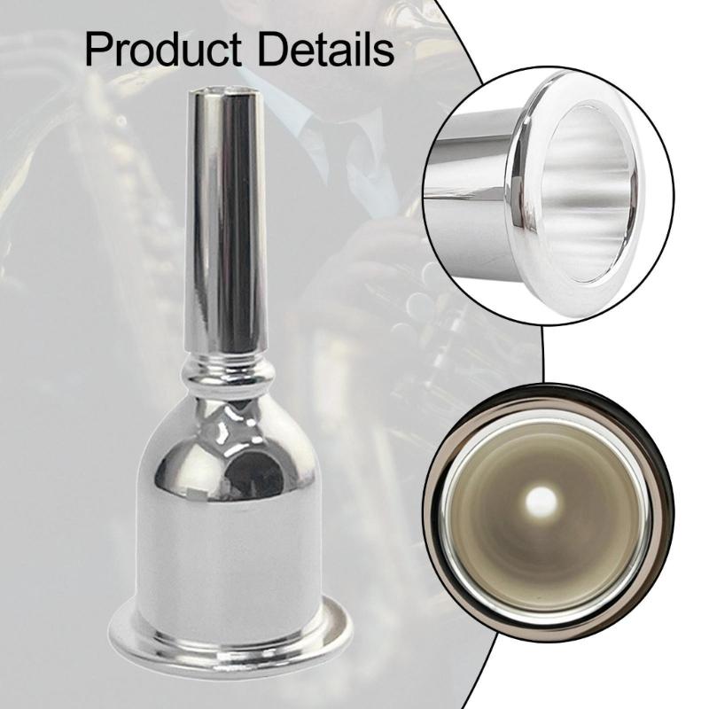 Professional Brass Silver Plated Tuba Mouthpiece Portable Rustproof Trombone Mouthpiece For Amateurs Musician Starters