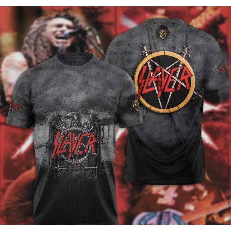 Popular Rock Band Slayer T-shirts 3D Print Men Women Casual Short Sleeve Round Neck T Shirt Oversized Tees Tops Unisex Clothing