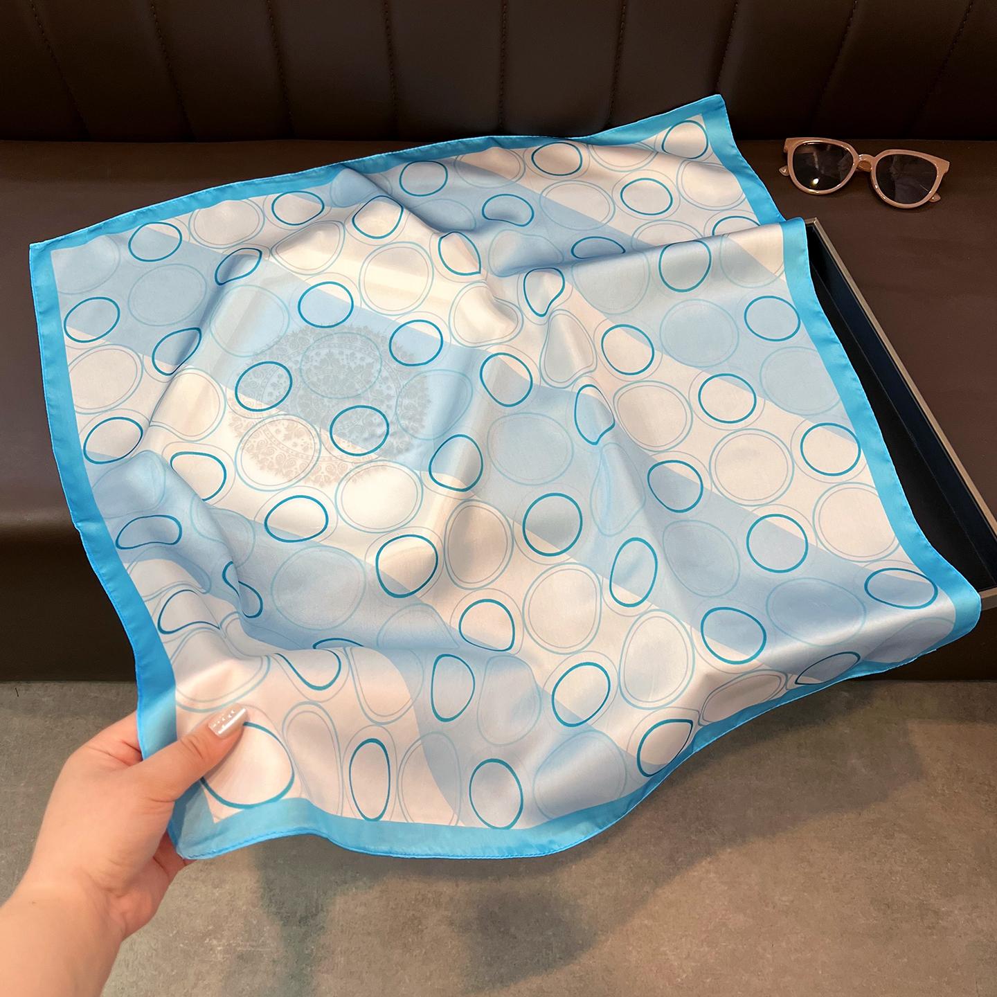 Women S Korean Style Geometric Square Scarf For Spring Summer Neck Decoration 6565cm синий