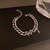 Women Exaggerated Fashion Personality Rhinestone Butterfly Cross Bracelet Hand Jewelry