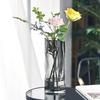 Creative Gray Pleated Glass Vase for Fresh Flowers and Lilies – Twisted Pattern Living Room Ornament