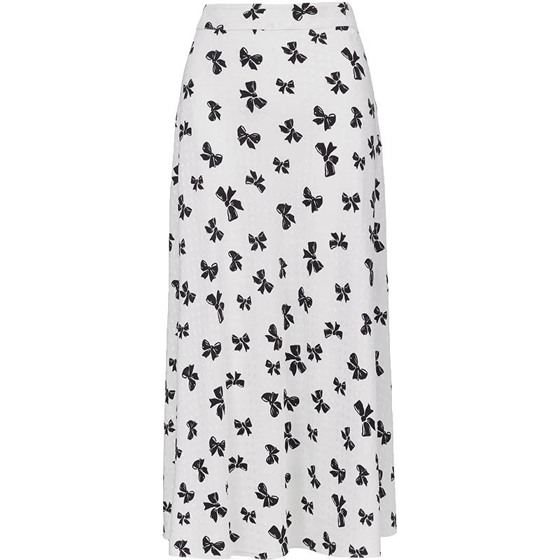 Only 2026 Spring Bow Print A-Line Midi Skirt