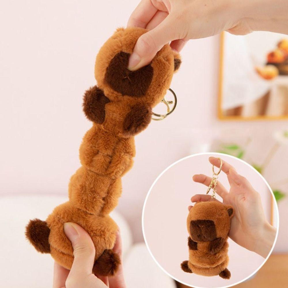 Stretchable Plush Couple Keychains Rotatable Capybara Plush Doll Capybara Plush Keychain  Kids