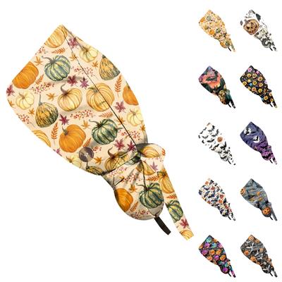 Fashionable Halloween Print Work Cap, Casual Women's Ponytail Cap, Wash Cap, Baotou Cap