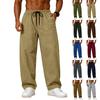 Men's Loose Fit Drawstring Waist Wide Leg Casual Pants Comfortable Cotton Trousers Relaxed Fit for Everyday Wear