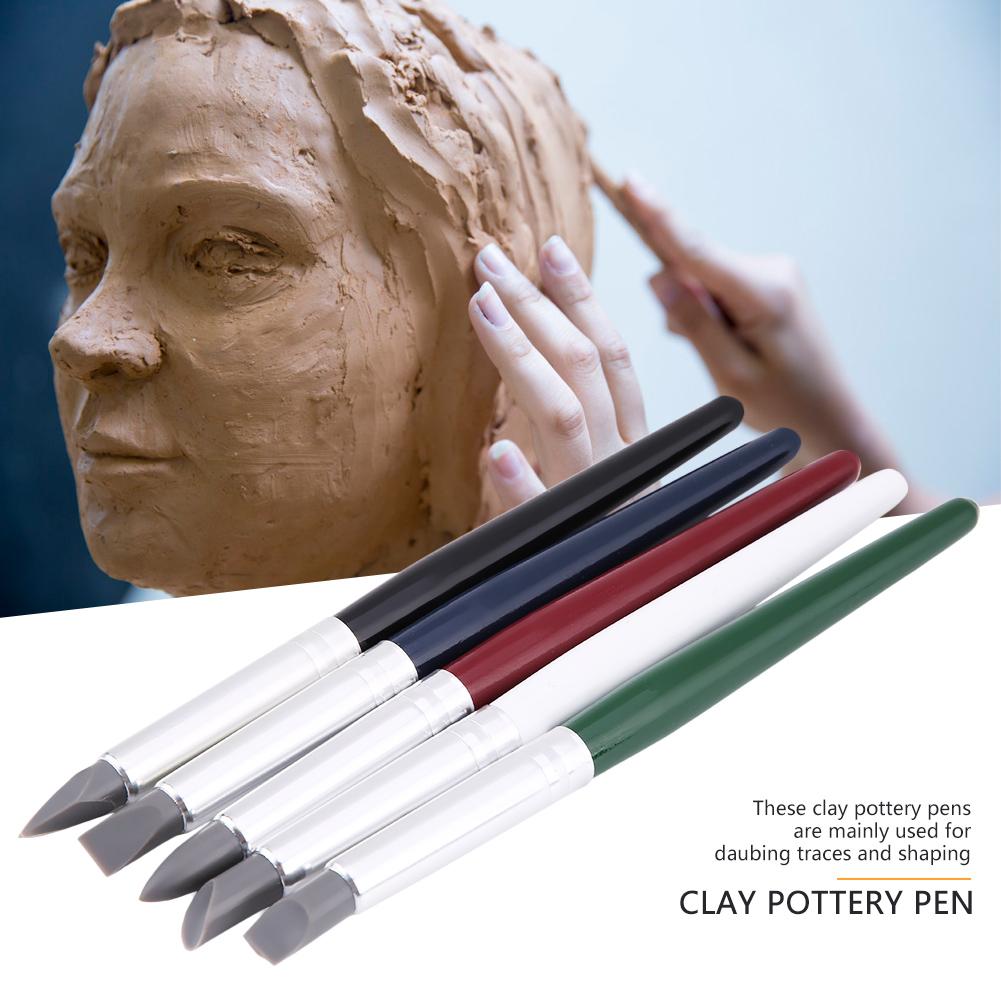 5pcsCelsiusset Silicone Soft Head Clay Pottery Moulding Pen Craft Tool (Large)