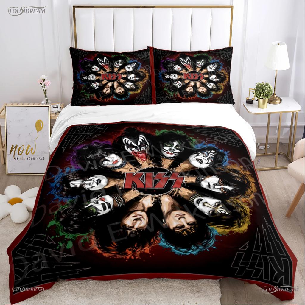 Kiss Band Rock Music All Season Duvet Cover Comforter Bedding Set Soft Quilt Cover And Pillowcases Teen Single/Double/Queen/King