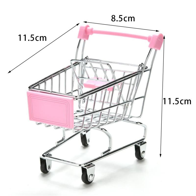 Mini Supermarket Shopping Trolley Cart Desktop Model Children's Toys Home Decoration Storage Miniature Ornament Toy Gift
