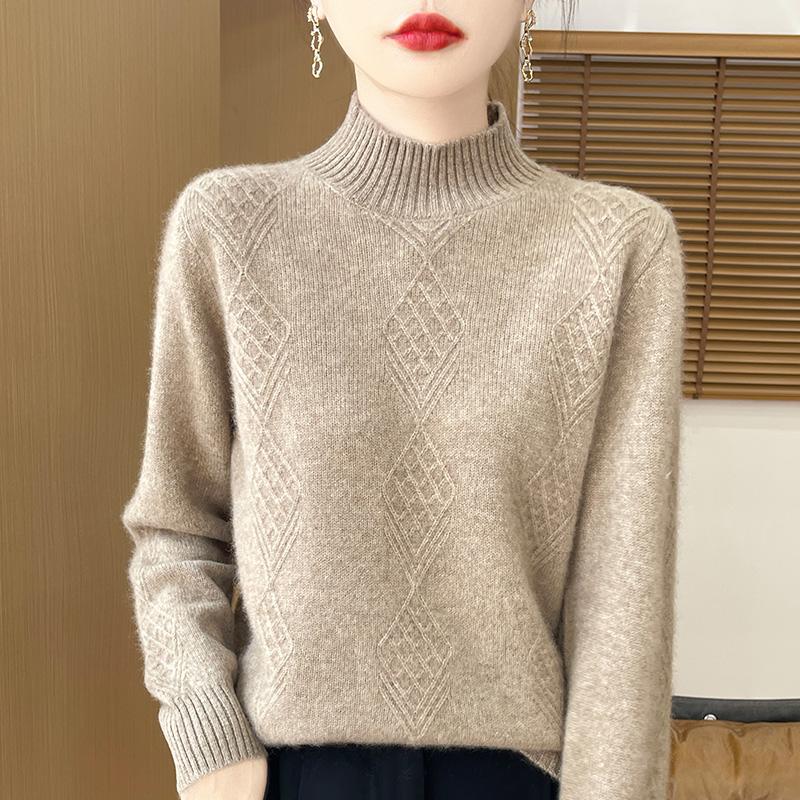 Suéter de cachemira para mujer Qinghe cachemira 30% cachemira 70% lana jersey de otoño e invierno cálido y a la moda