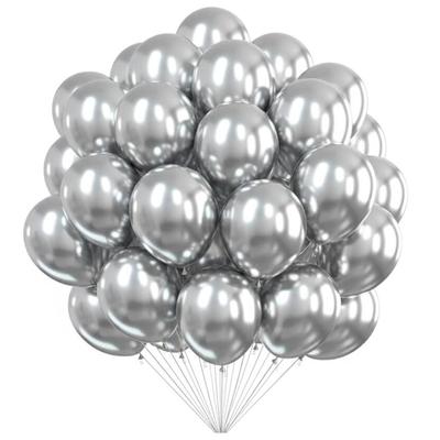 Metallic Silver Chrome Balloons Party Anniversary Decoration 100 Pieces
