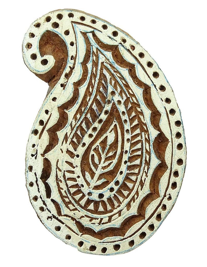 Decorative Paisley Pattern Wooden Stamp Block Hand Carved Textile Printing