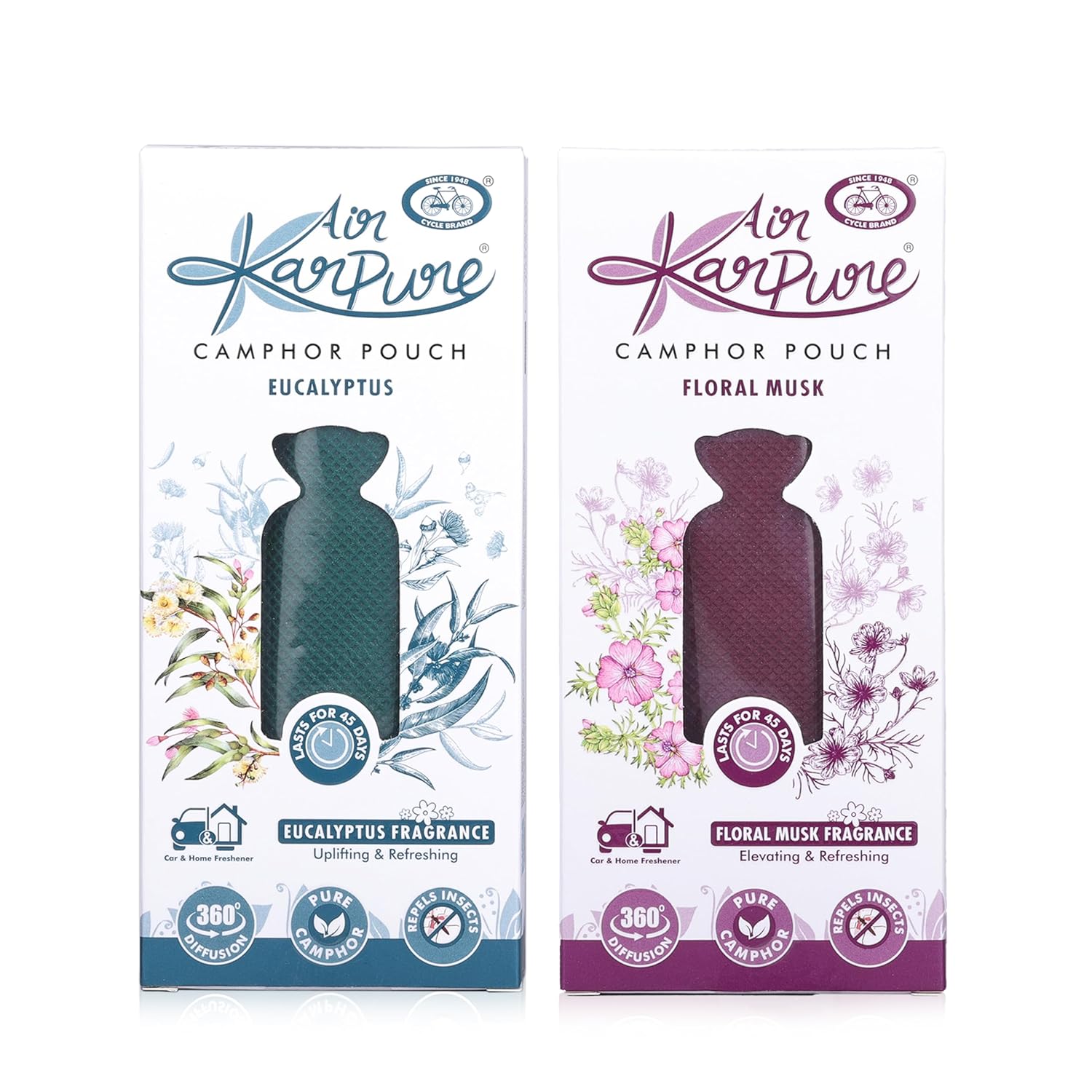 

Cycle Pure Karpure Камфорный пакетик Упаковка из 2 штук Цветочный Мускусный Эвкалипт Освежитель воздуха для дома офиса автомобиля