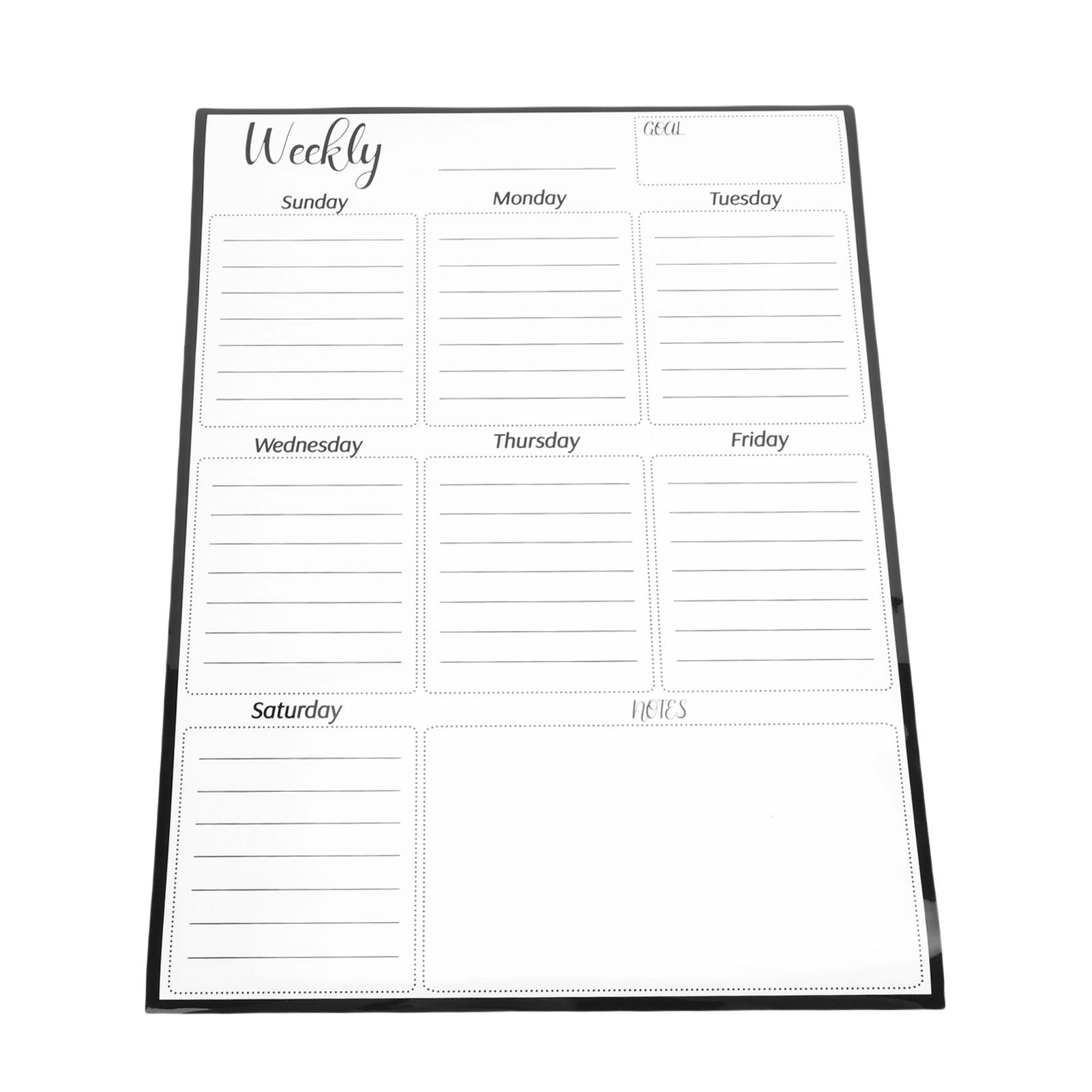

Magnet Weekly Planner Dry Erase Whiteboard Vertical To Do List Sheet for Classroom Stainless Steel Fridge Door