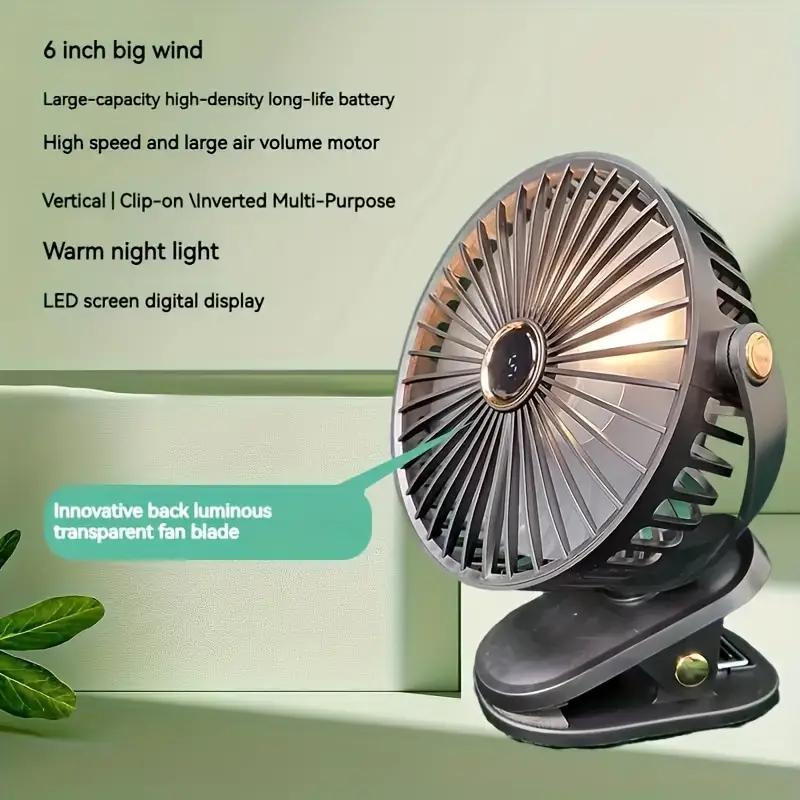 Compact Desktop Fan, Operates Silently, Lightweight Usb Charging, Five-Speed Wind Speed Adjustment, Adjustable Tilt Angle