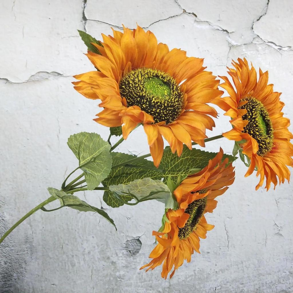 3 Heads/Bunch Decorative Home Decor DIY Craft Fake Flores Bouquet Artificial Flower Silk Sunflower Wedding Decoration
