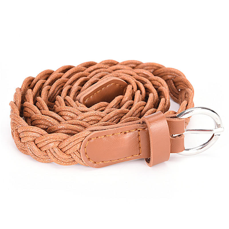 

1pc Summer Women Braided Elastic Belt Buckle Vintage Bohe Straw Buckle Belt Women Knitted Belt Dress Belt 6styles
