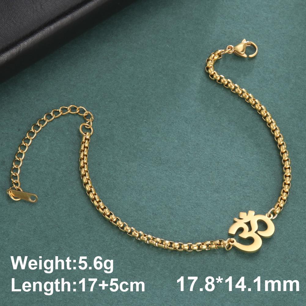 Dawapara Aum Om Ohm Sanskrit Symbol Anklets Bracelet Hindu Yoga Ankle Chain Bracelets Stainless Steel Spiritual Jewelry
