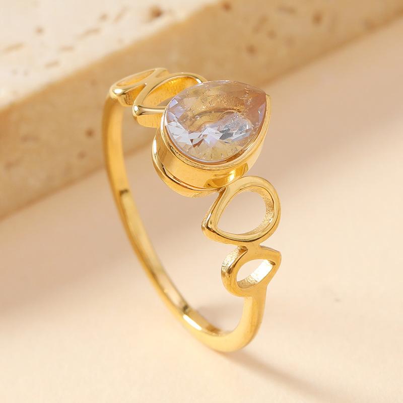 Colored Zircon Geometric Water-Drop Ring Women Minimalist Trendy Finger Rings Luxury Zircon Birthday Gift Wholesale 2025 New In