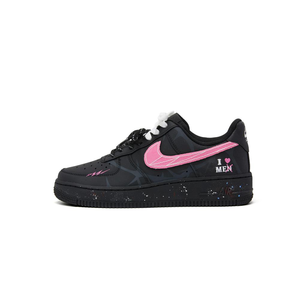 Nike Air Force 1 Slip Resistant Abrasion Resistant Low Top Skateboard Shoes Unisex Black Pink CW2288-001(Team970-)