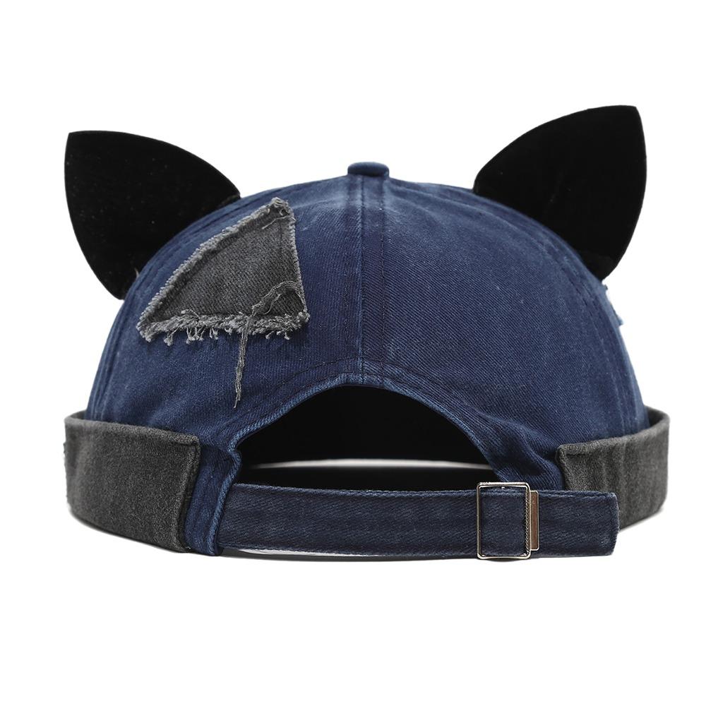 Adjustable Melon Docker Cap Cute Cat Ears Retro Skullcap Retro Style Beanie Hat  Outdoor