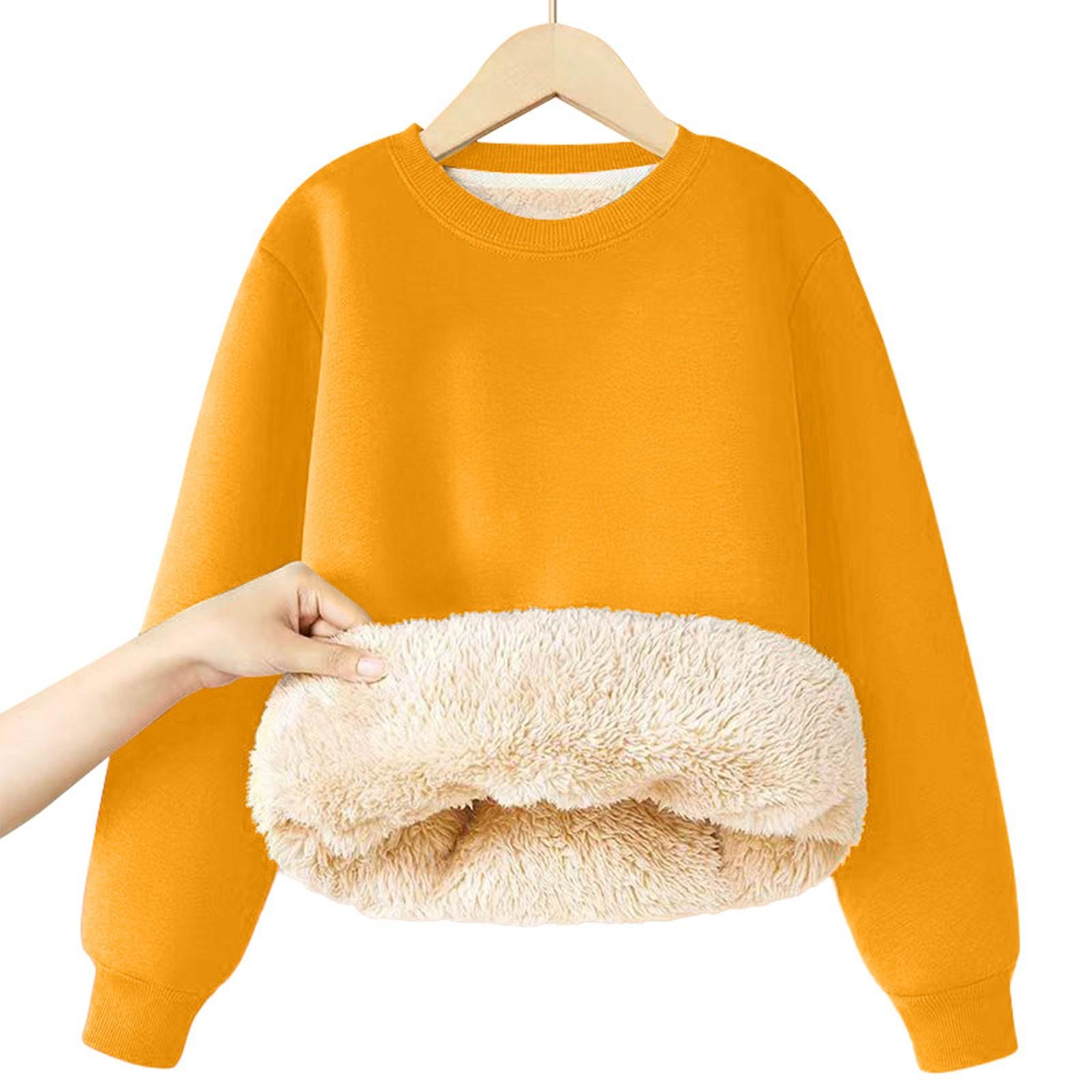 

Толстовка с капюшоном из флиса для мальчиков и девочек, осенне-зимняя, средняя, детская, однотонная, теплая одежда, детский флисовый топ 120 оранжевый