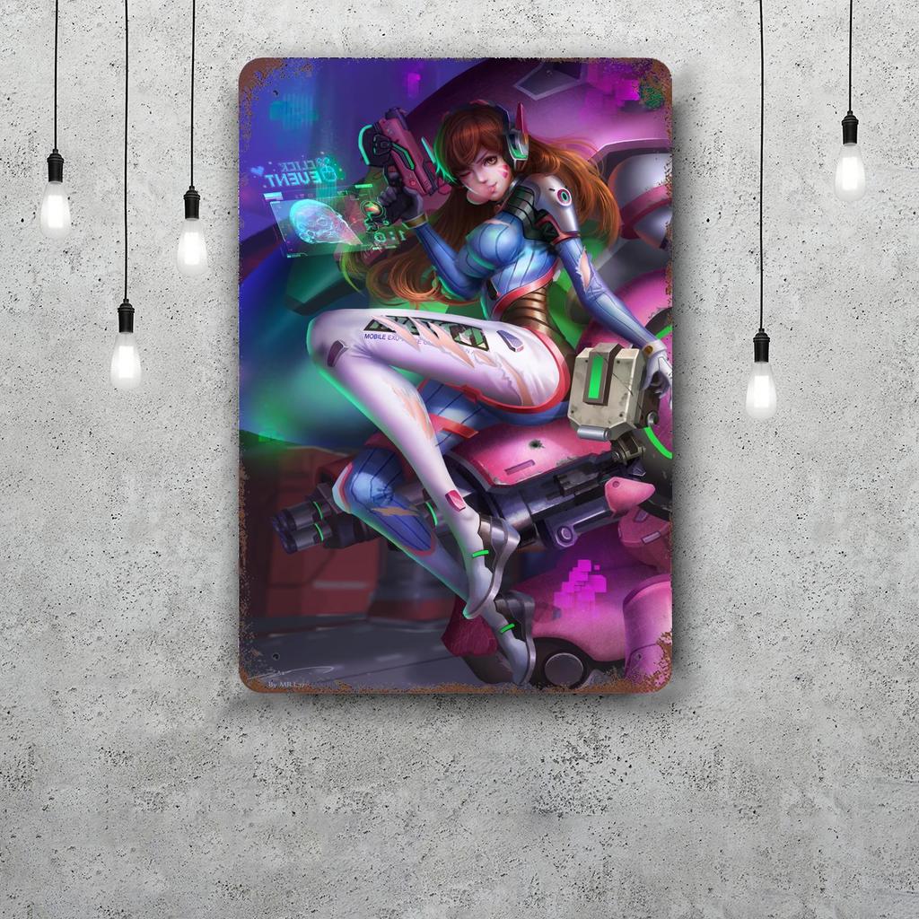 dva overwatch Funny Bar Metal Sign Retro Plaque Vintage Sign Alcohol Drinker Pub Club Man Cave Kitchen Wall Decoration