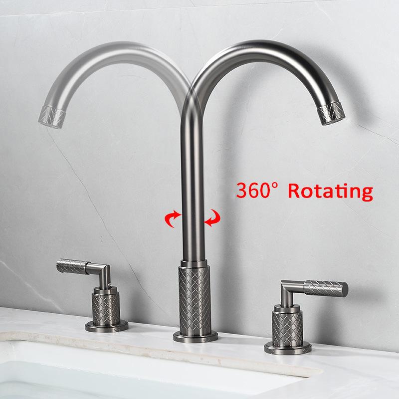 Baterii Chiuvetă Gri Alamă Antic Baterie Baie Aur Periat Baterii Chiuvetă 3 Orificii Cald și Rece Baterie Cascadă Neagră Robinet Apă