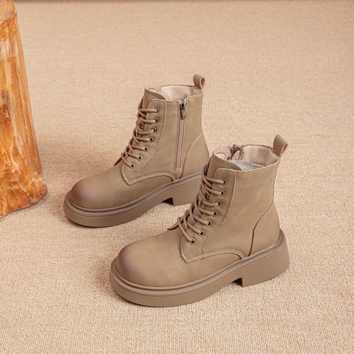 

Women s 2025 New Year Thick-Soled Fleece-Lined Martin Boots - Versatile Height-Enhancing Retro British-Style Short Motorcycle Boots in Yellow Adult