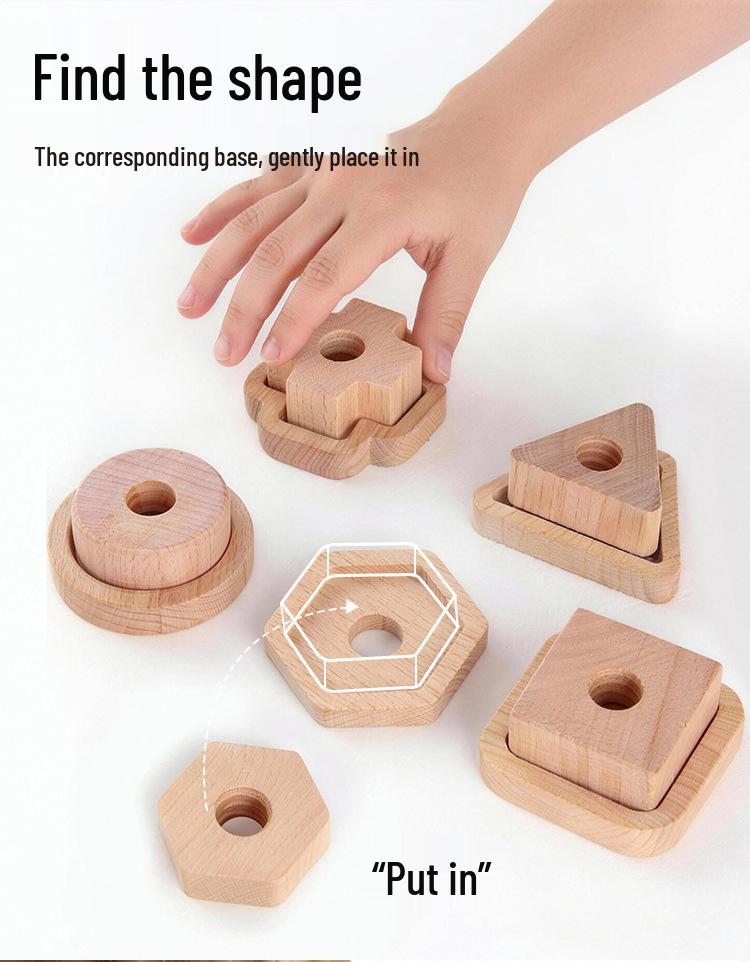 Children's Wooden Nut Shape Stringing Game - Educational Toy for Shape Matching & Fine Motor Skill Development