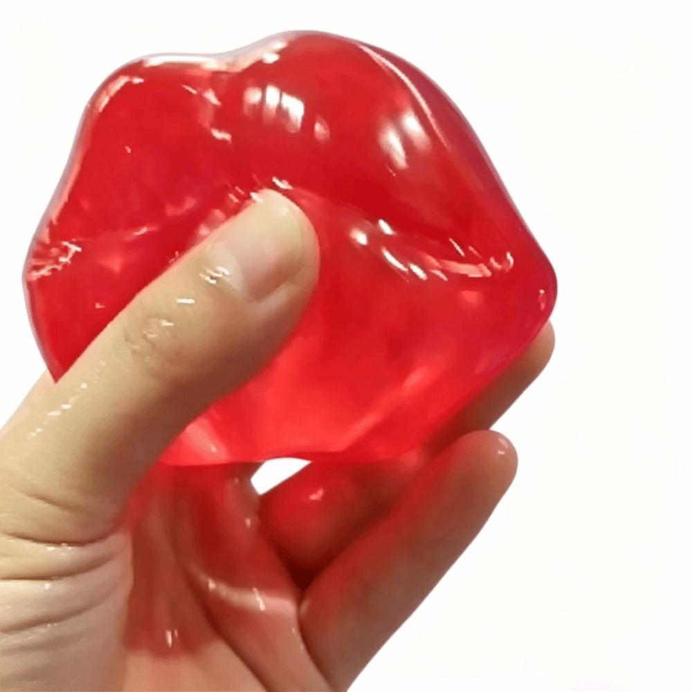 Glitter Maltose Squeeze Toy Big Red Lip Fingertip Toy Creative Slow Rebound Toy Sensory Play
