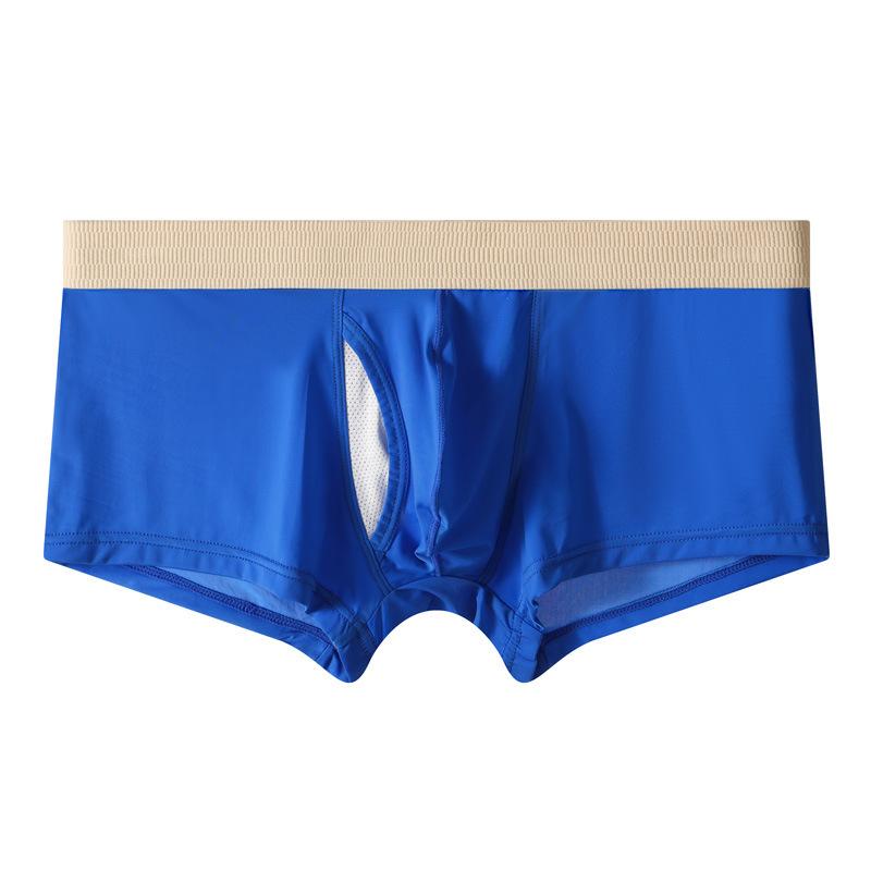 Men's Summer Sexy Ice Silk Thin Breathable Side Open Flat Angle Briefs