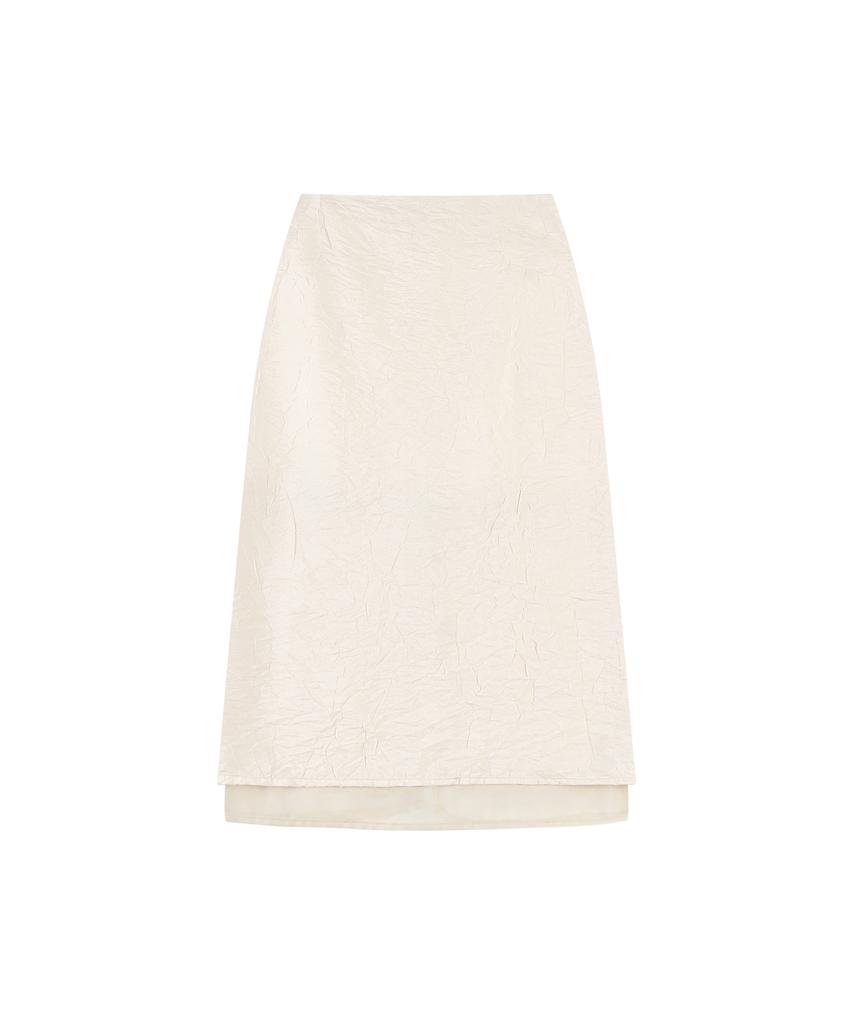 Banwonateullie P3289 Crinkle Slit Skirt_Cream