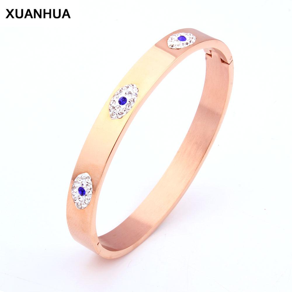 

Stainless Steel Cuff Bracelet for Women Fashion Evil Eye Bangle Luxury Crystal Bracelet Indian Bangles Women Accessories