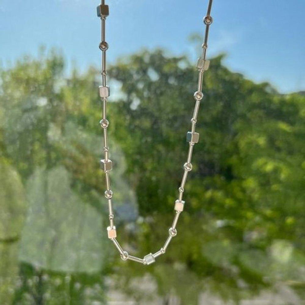 925 Silver Square 6mm Silver Ball Chain Ball Necklace