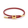 Braided Rope Bracelet Adjustable for Women with Stainless Steel Charms Arm Stacking Jewelry