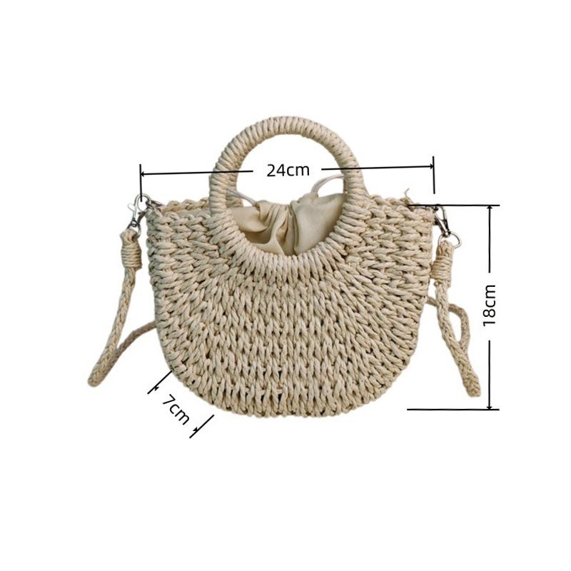 New Fashion Women Woven Bag Portable Basket Female Summer Popular Crossbody Straw Bag Beach Purses and Handbags