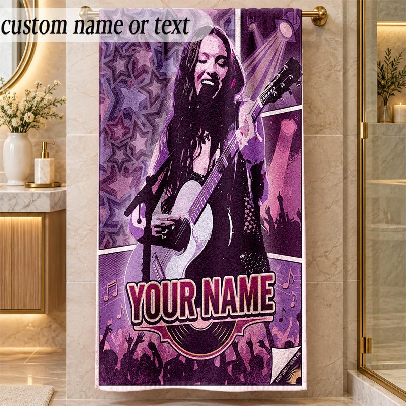 Beach TowelOlivia Rodrigo Custom Name Text Personalized Soft Towel for Beach Pool Indoor Home Decor Gift