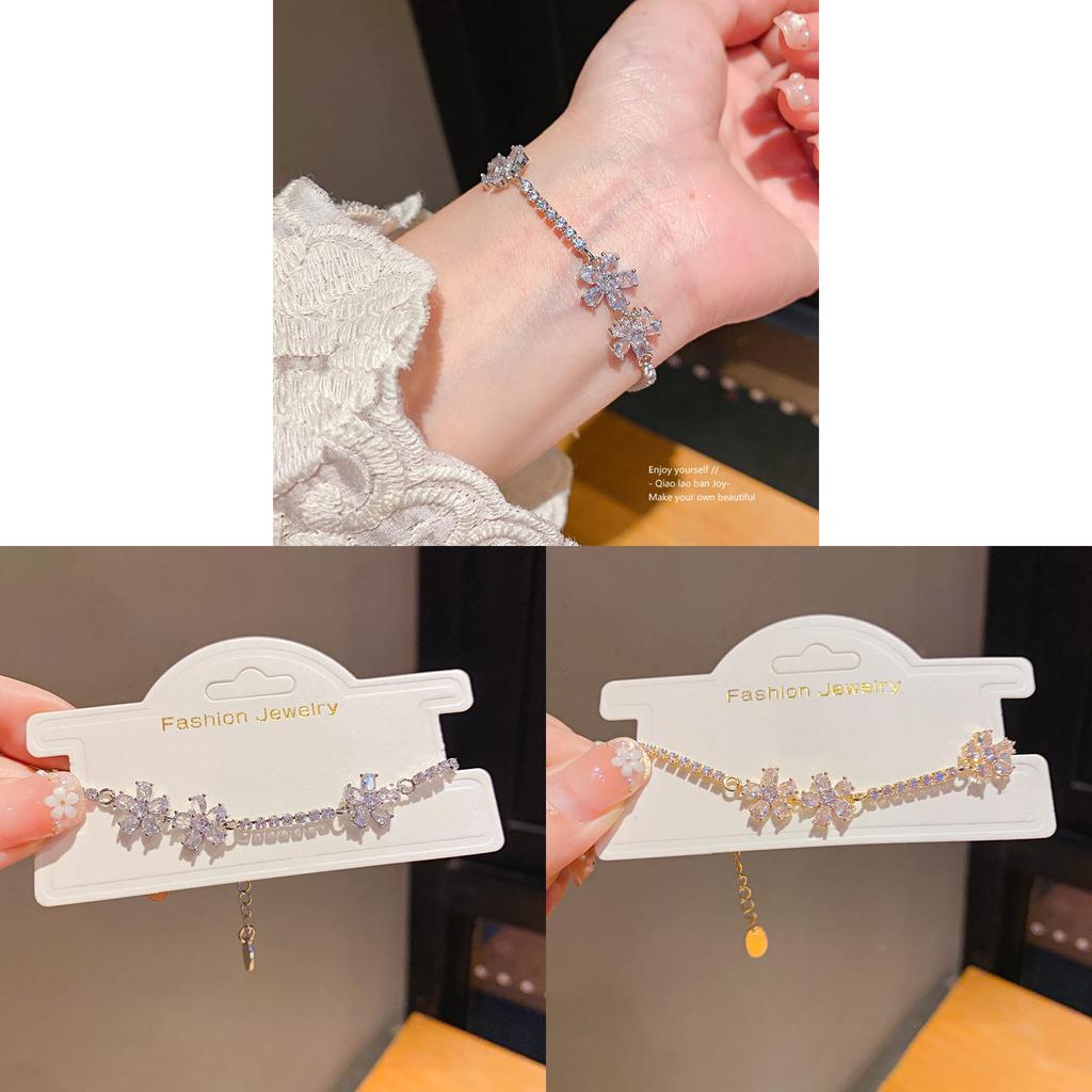 Floral Zircon Pendant Bracelets For Women With Elegant Copper And Plastic Material