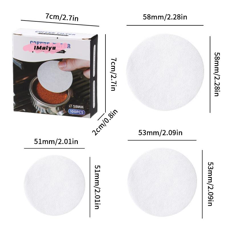 100 Sheets round Coffee Filter Paper for Espresso Machines 51/53/58mm Portafilter Basket Compatible with Moka Pots