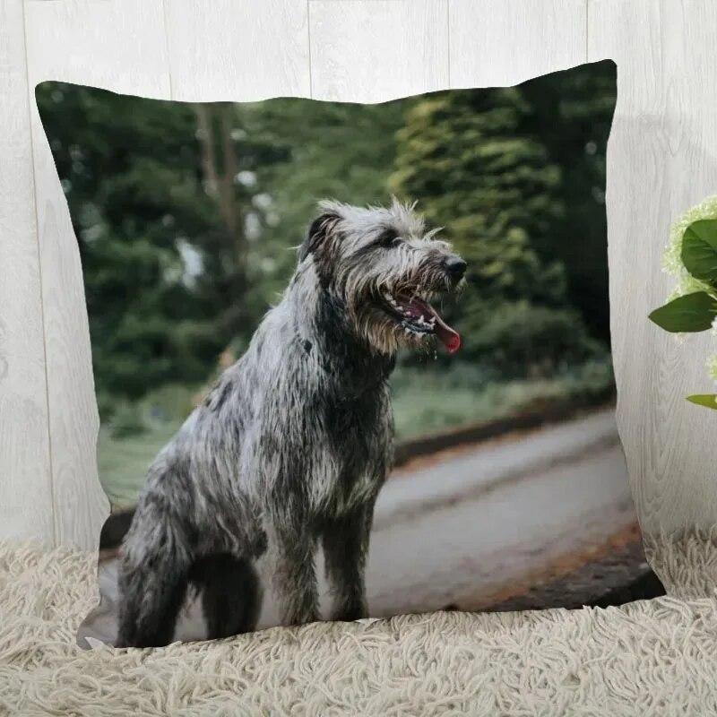Irish Wolfhound Pillowcase Modern Home Bedroom Living Room Sofa Cushion Cover 45x45cm Peach Skin Pillowcase