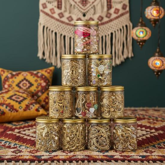 Mystery Jewelry Jar for Women, Vintage Surprise Jewelry Set, Random Mixed Box with Necklaces, Earrings, Rings, Bracelets, Gift for Her