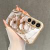 Gilded Flower Patterned Glass Phone Case Suitable for Samsung Galaxy S26 S25 S24 S22 S21 S20 FE/Ultra/Plus Anti Drop Back Cover