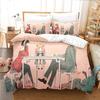Anime Beautiful Girl Duvet Cover Set ,Cartoon Printed Patterned with Pillowcases, Soft Microfiber Quilt Covers for Girls